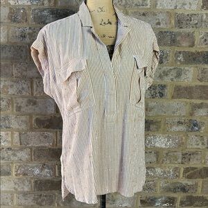 LOFT Tan and White Striped Top small